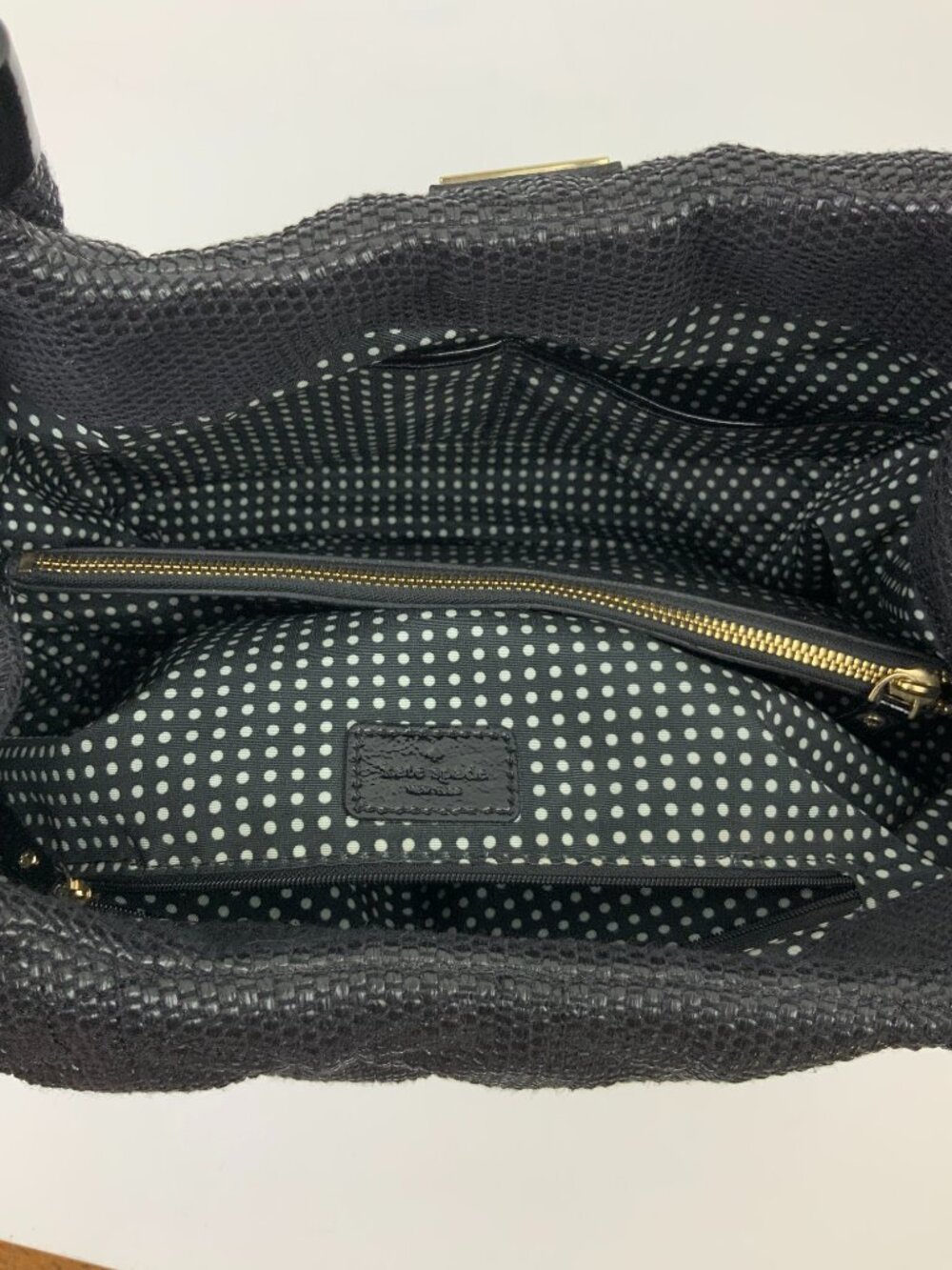 Kate Spade New York Black Quilted Woven Straw Satchel Hand Bag - Picture 11 of 16